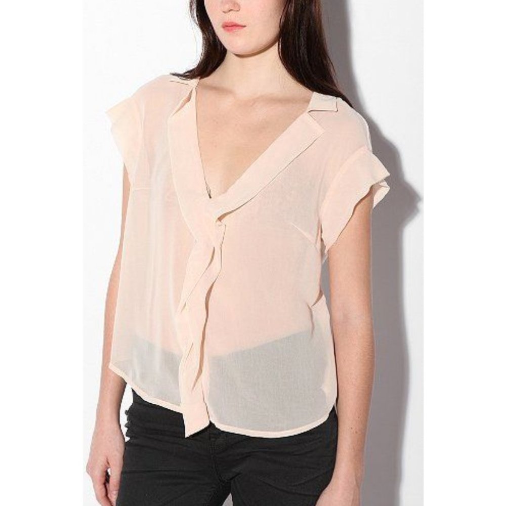 Pins and Needles White Linen Chiffon Blouse Medium